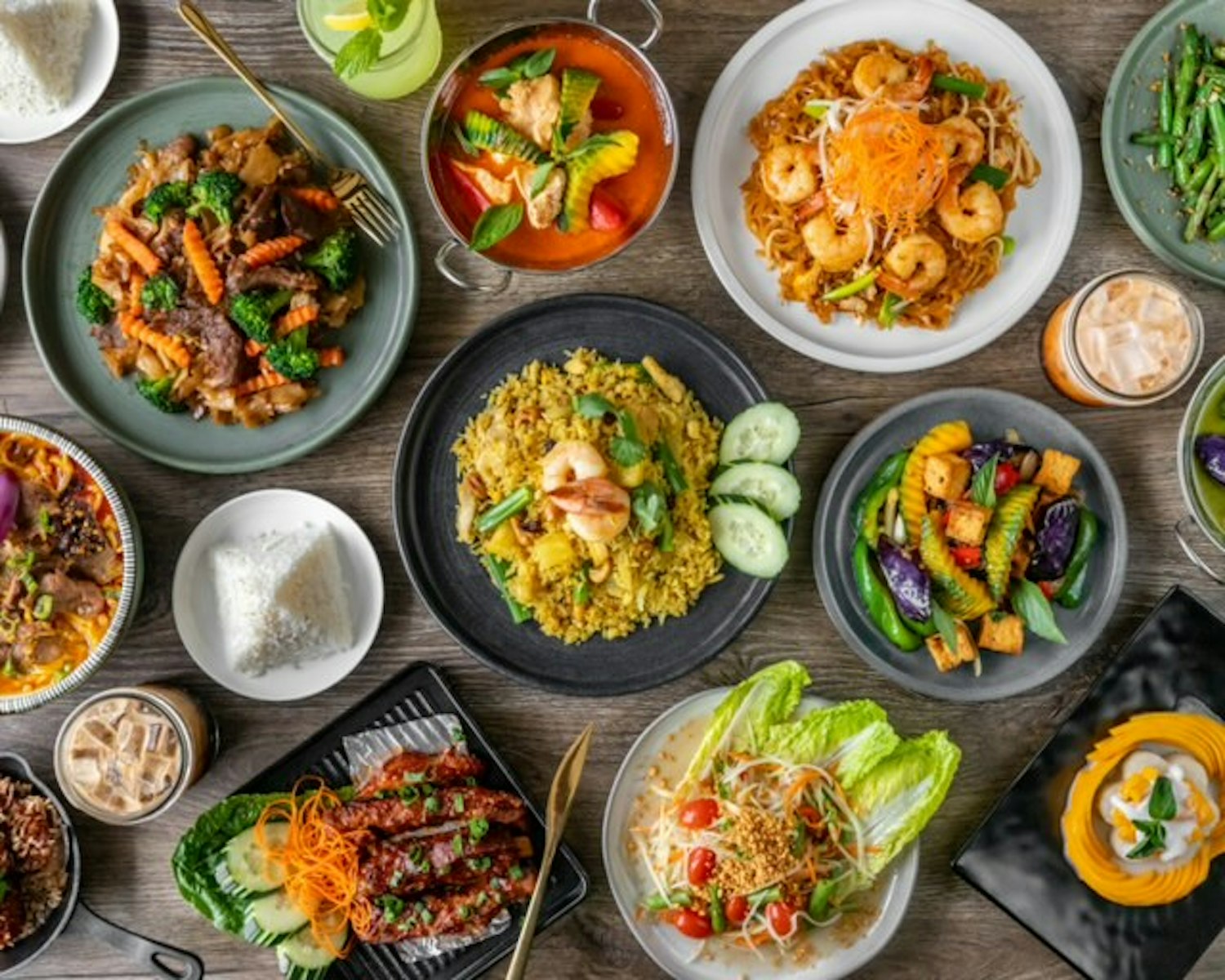 table of assroted thai dishes
